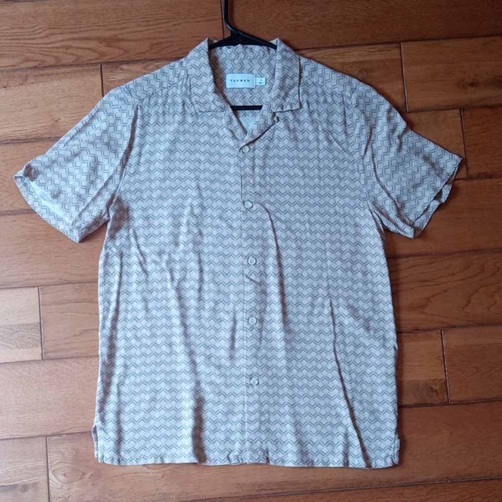 Topman Beige Patterned Casual Shirt